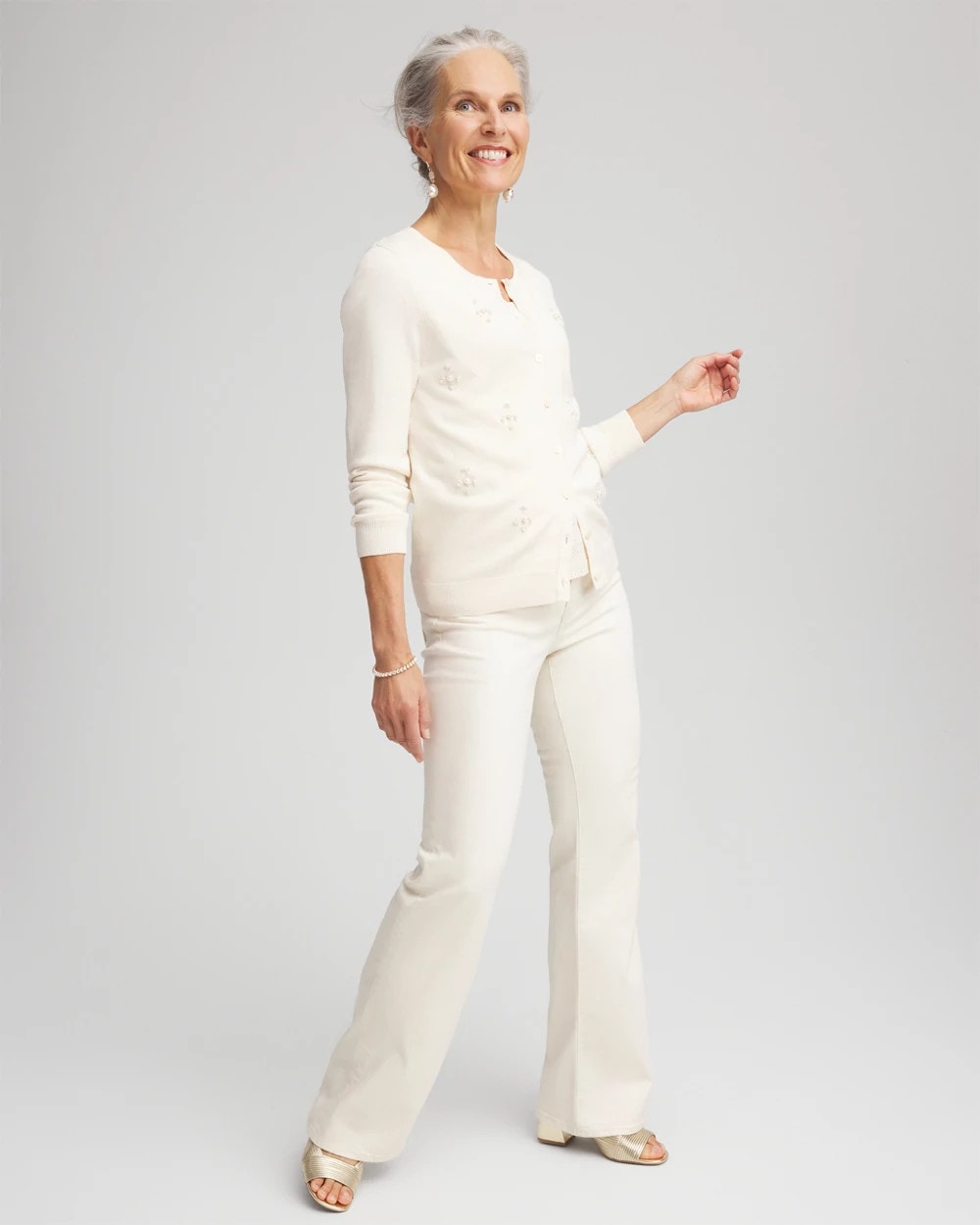 Chico's Embellished Crewneck Cardigan