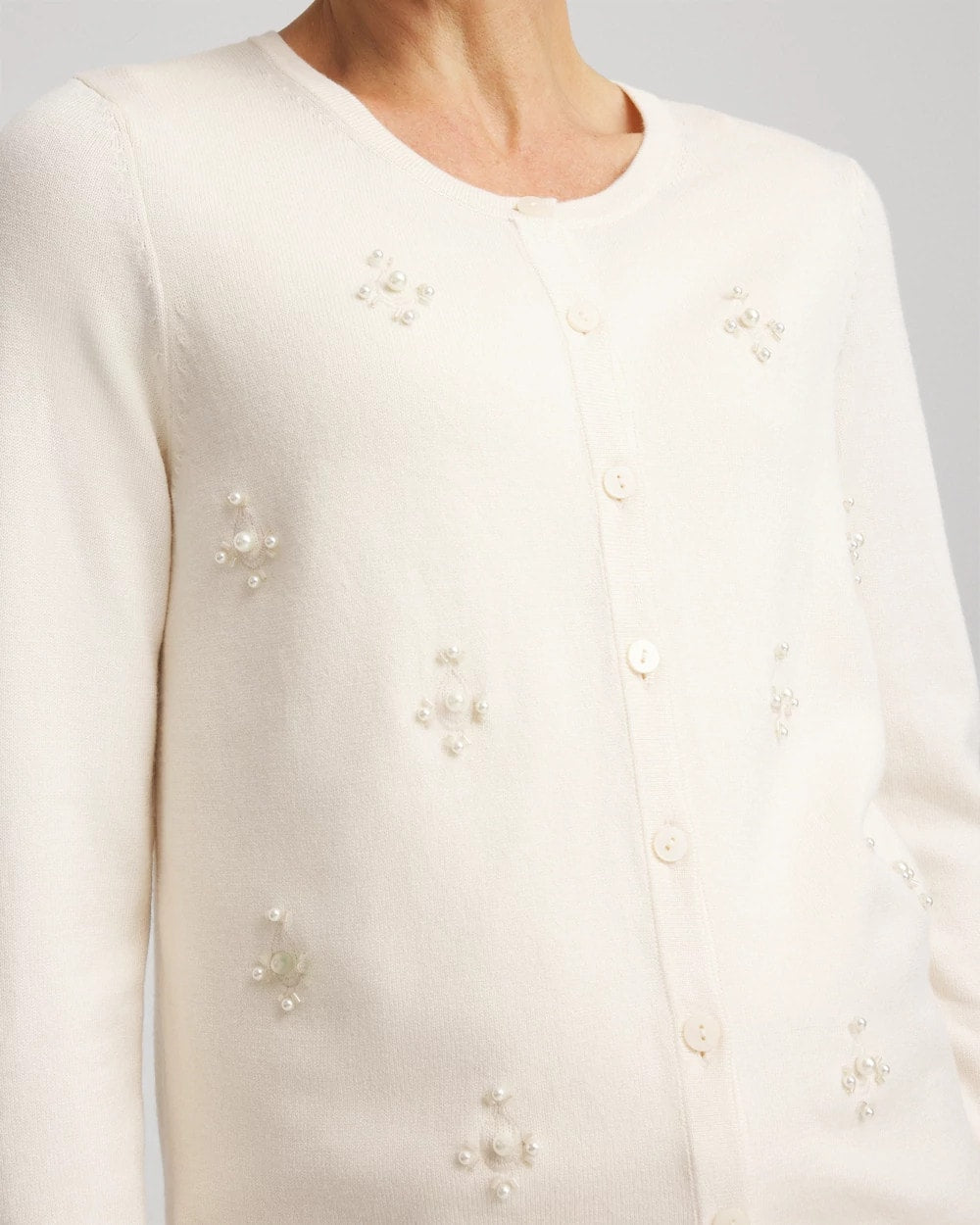 Chico's Embellished Crewneck Cardigan