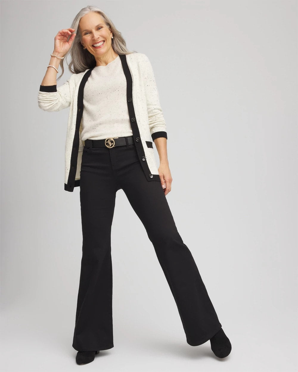 Chico's Tipped Lady Jacket Cardigan
