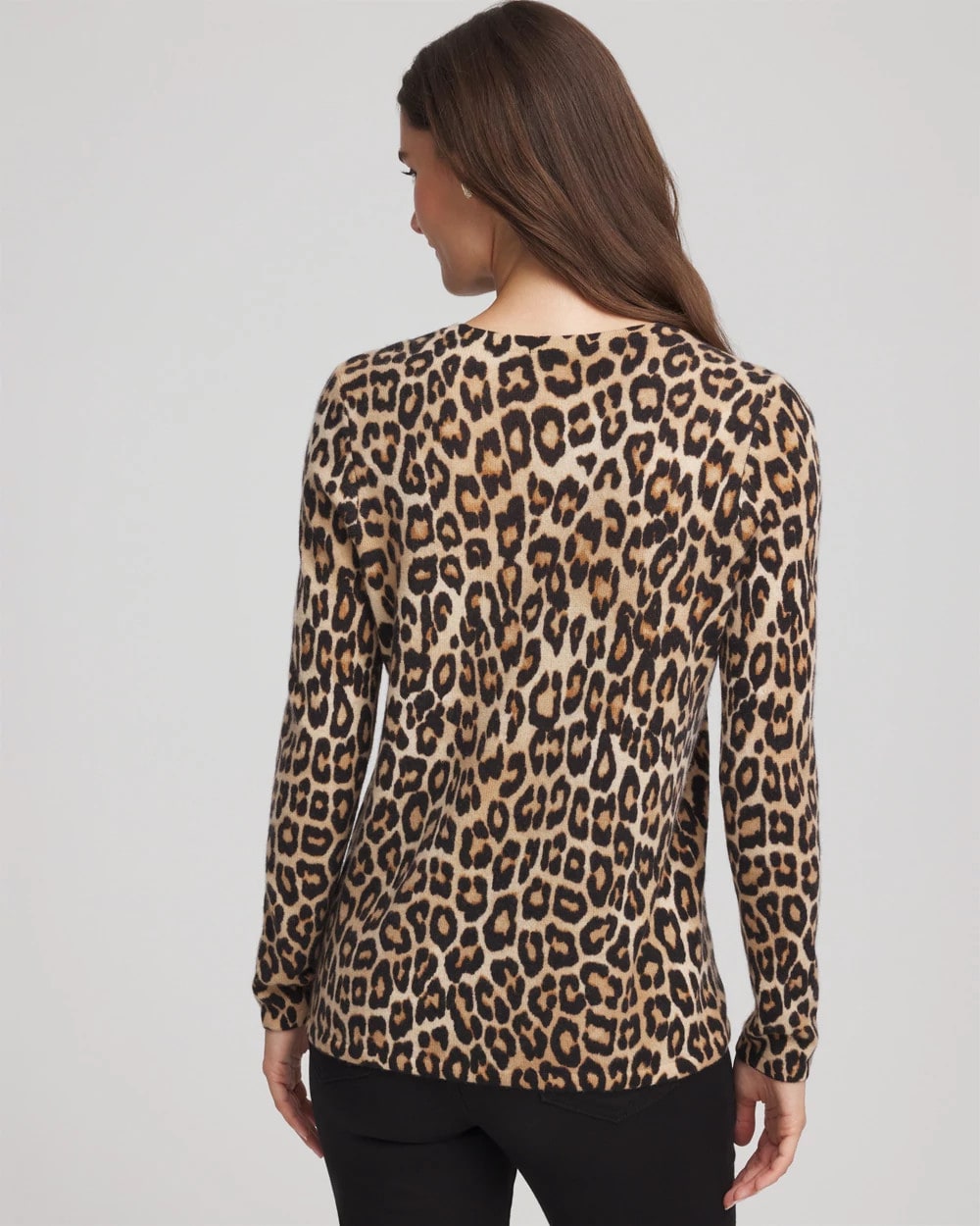 Chico's Cashmere Animal Long-Sleeve Pullover Sweater