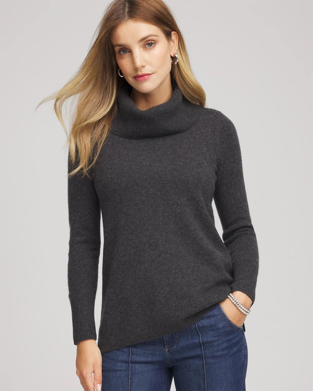 Chico's Cowlneck Cashmere Pullover Tunic