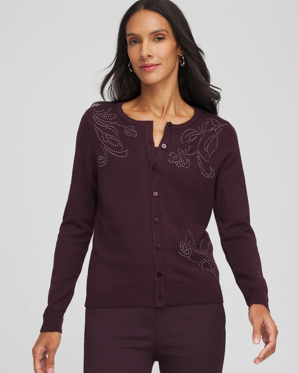 Chico's Embellished Crewneck Cardigan