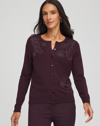 Chico's Embellished Crewneck Cardigan
