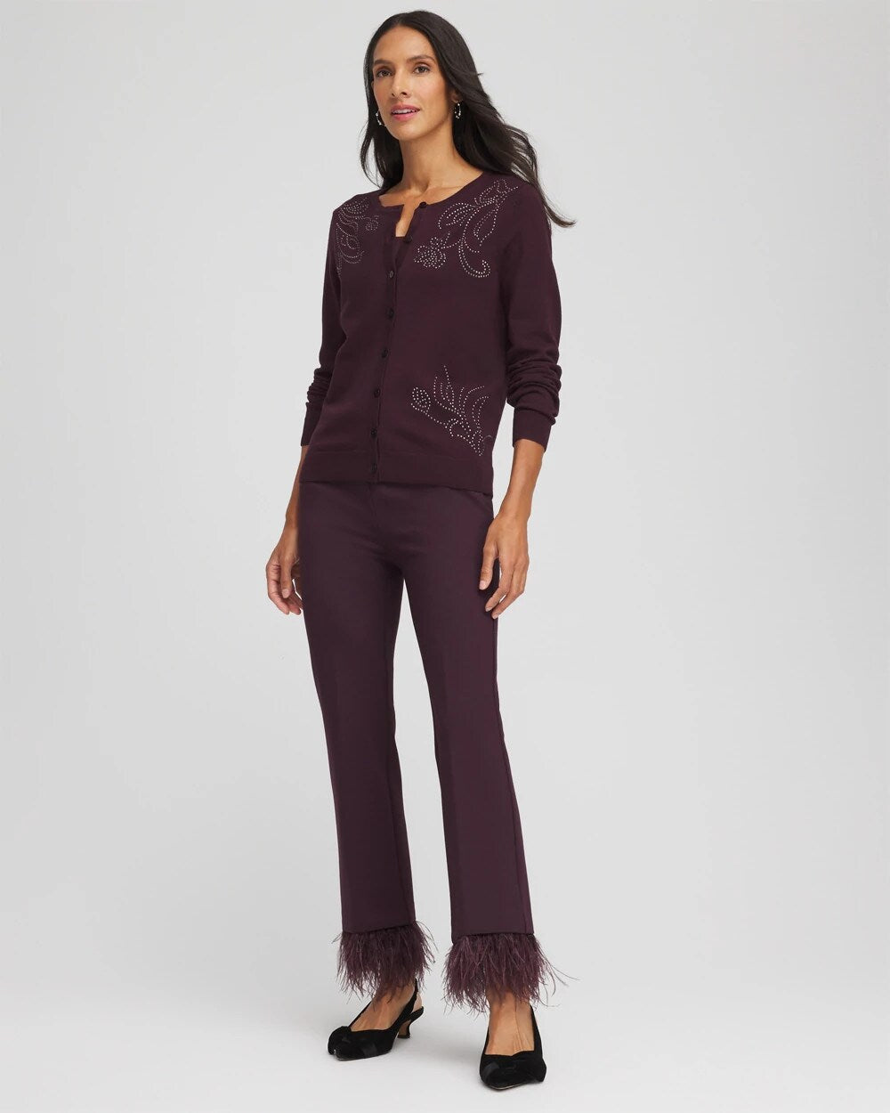 Chico's Embellished Crewneck Cardigan
