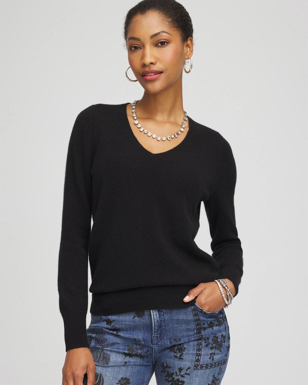 Chico's Relaxed V-Neck Cashmere Sweater