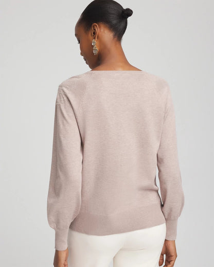 Chico's Embroidered Pull-Over Boatneck Sweater