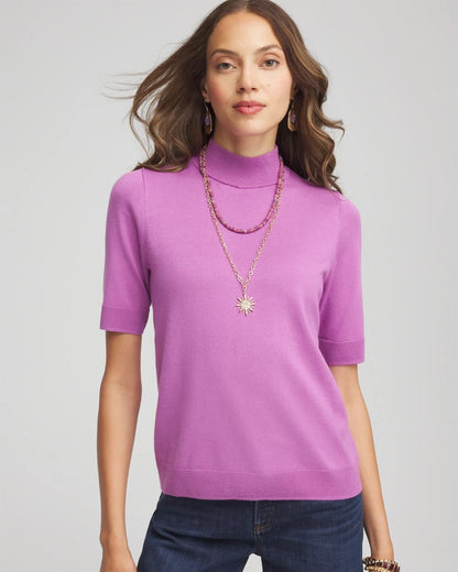 Chico's Ella Elbow Sleeve Mockneck Sweater
