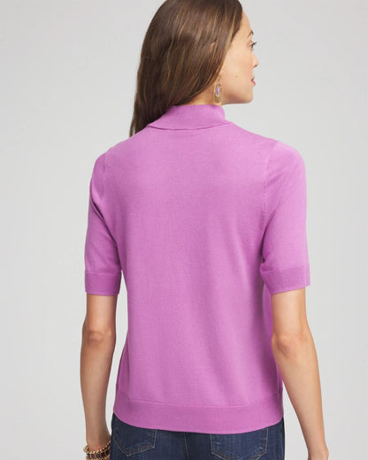 Chico's Ella Elbow Sleeve Mockneck Sweater