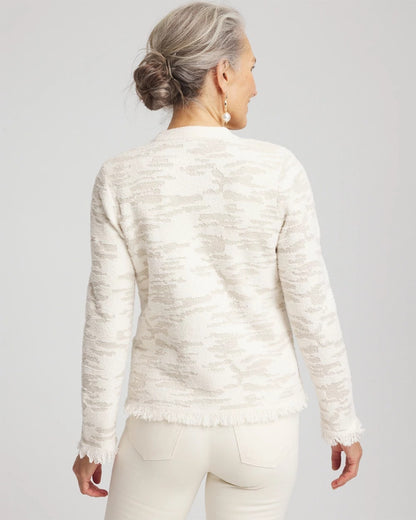 Chico's Fringe Textured V-Neck Cardigan