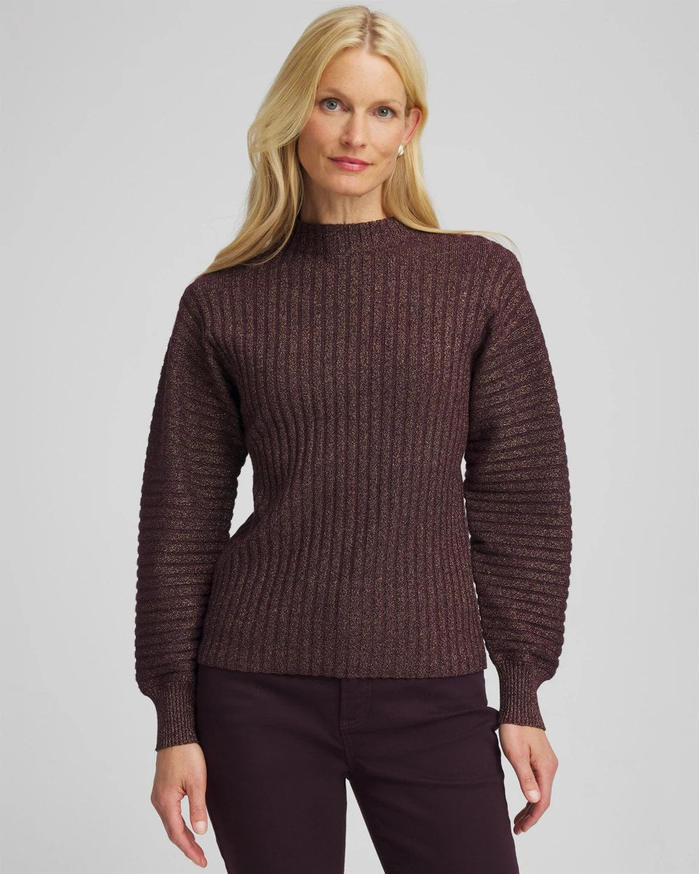 Chico's Metallic Ribbed Pullover