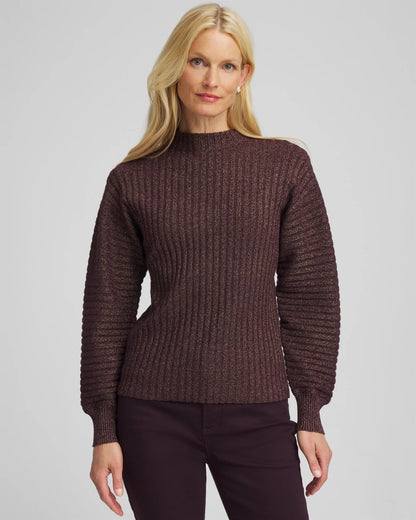 Chico's Metallic Ribbed Pullover