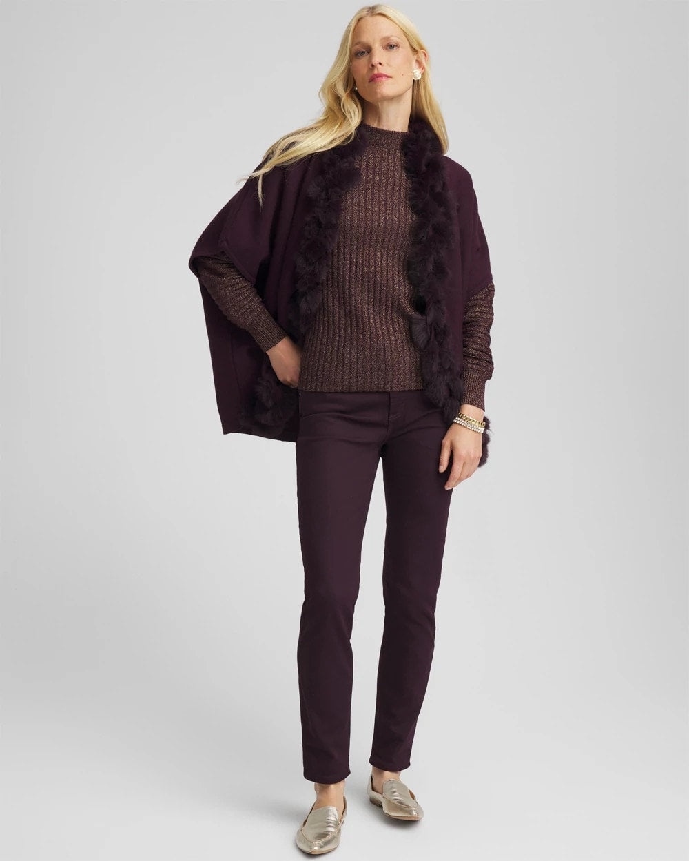 Chico's Metallic Ribbed Pullover