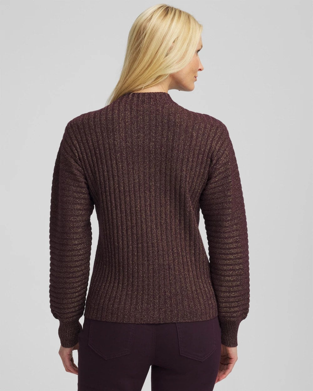 Chico's Metallic Ribbed Pullover