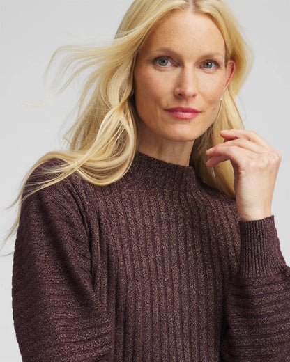 Chico's Metallic Ribbed Pullover