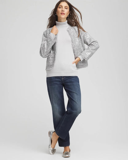 Chico's Metallic Turtleneck Pullover Sweaters