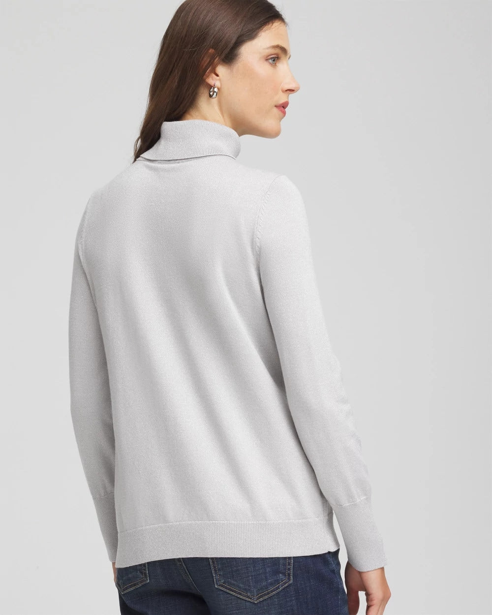 Chico's Metallic Turtleneck Pullover Sweaters