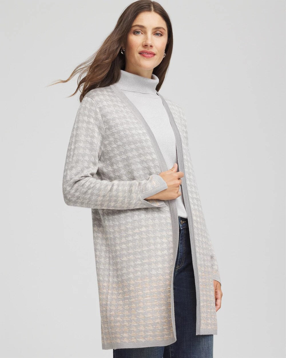 Chico's Metallic Herringbone Cardigan