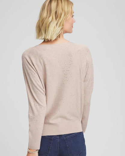 Chico's Ella Embellished Dolman Pullover Sweater