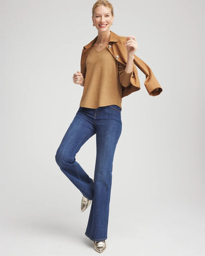 Chico's Ella V-Neck Embellished Pullover Sweater