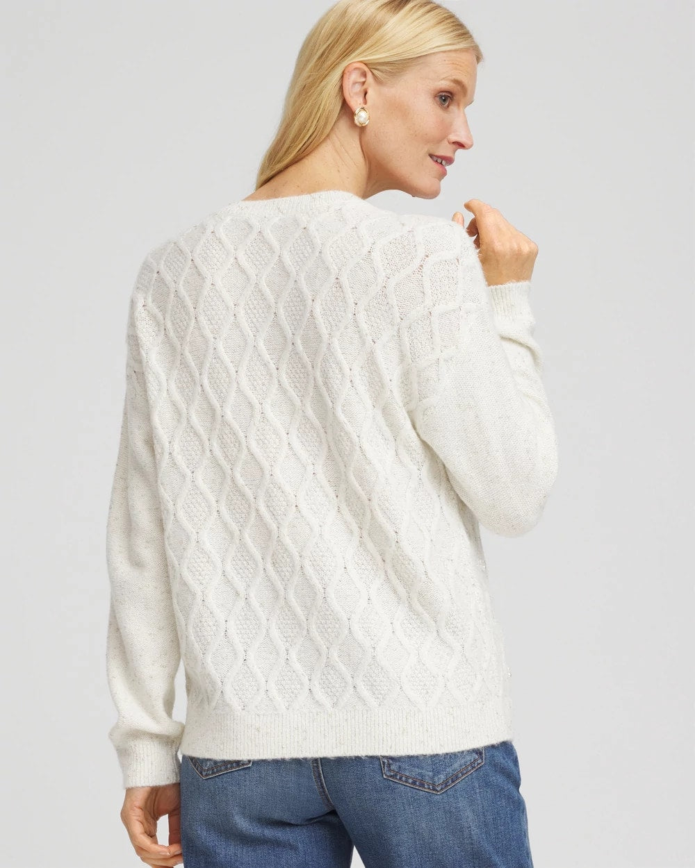 Chico's Embellished Cable Knit Sweater