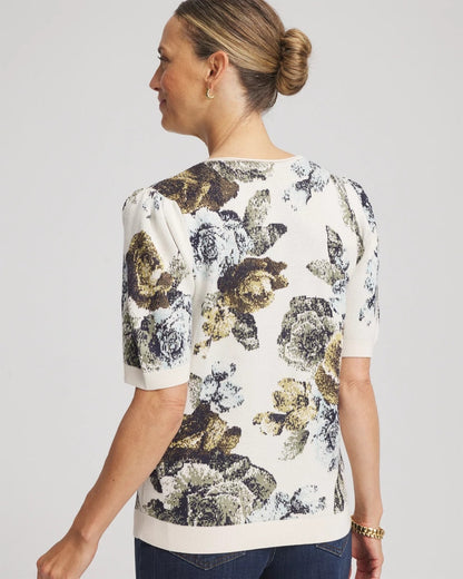 Chico's Floral V-Neck Sweater Tee