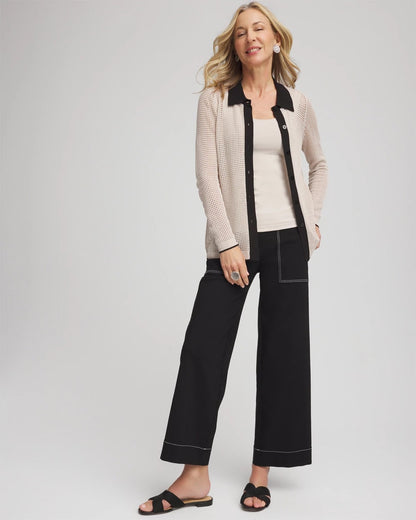 Chico's Pointelle Polo Cardigan