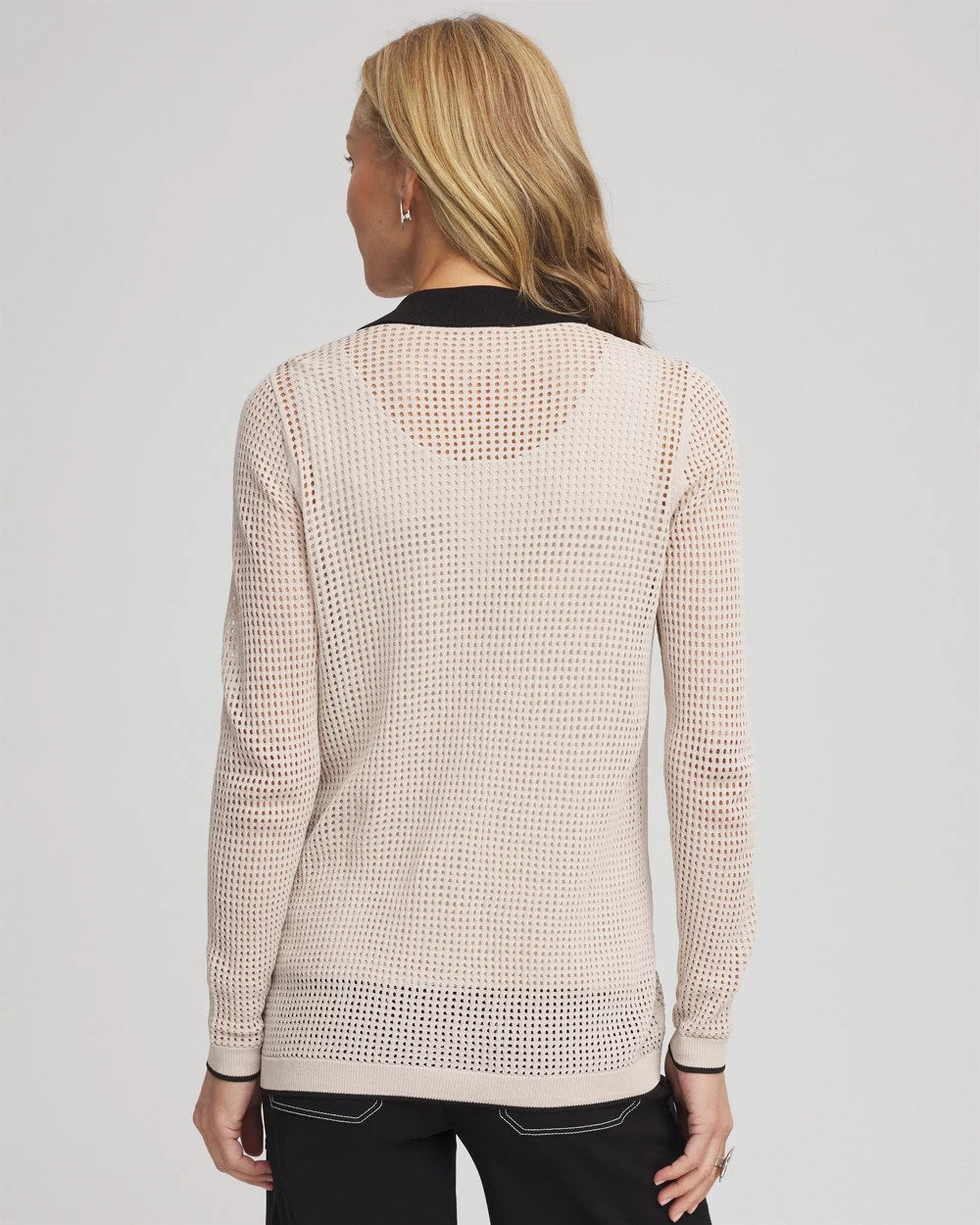 Chico's Pointelle Polo Cardigan