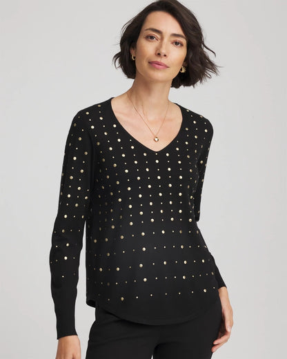 Chico's Ella Embellished Pullover Sweater
