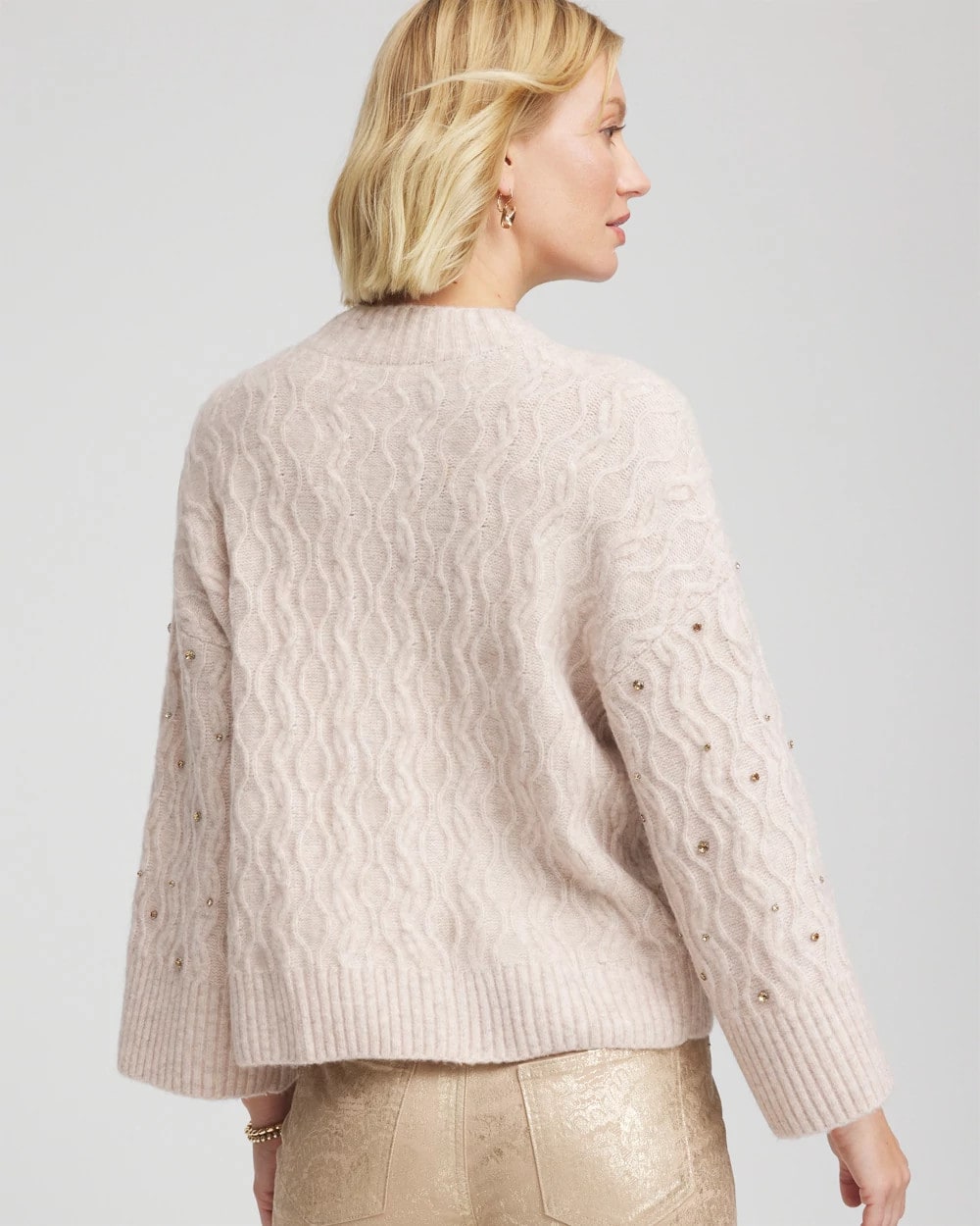 Chico's Sequined Cable Knit Sweater