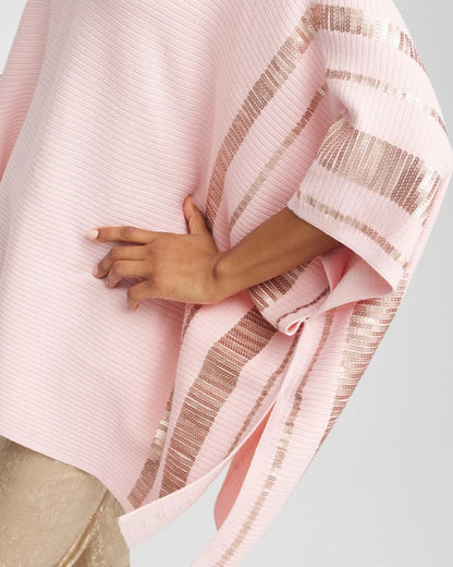 Chico's Sequin Striped Sweater Poncho