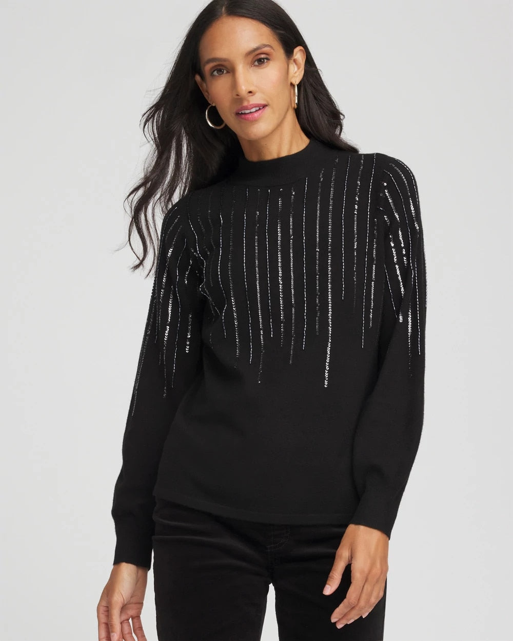 Chico's Embellished Mockneck Sweater