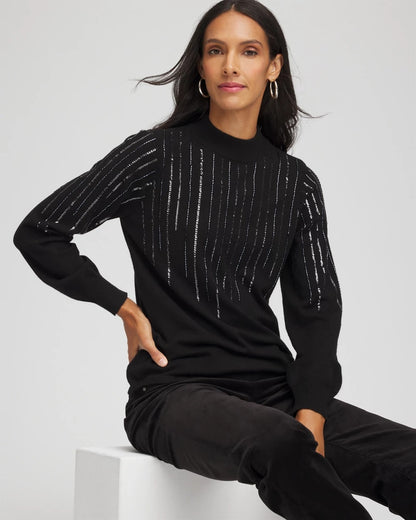 Chico's Embellished Mockneck Sweater