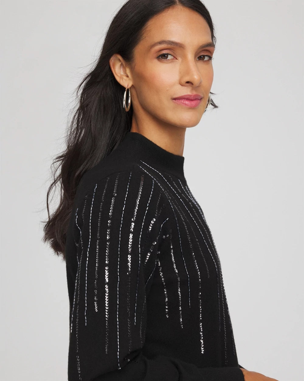 Chico's Embellished Mockneck Sweater
