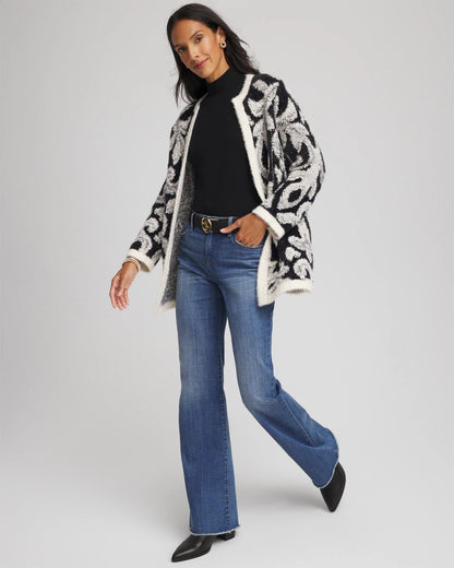 Chico's Abstract Fuzzy Cardigan