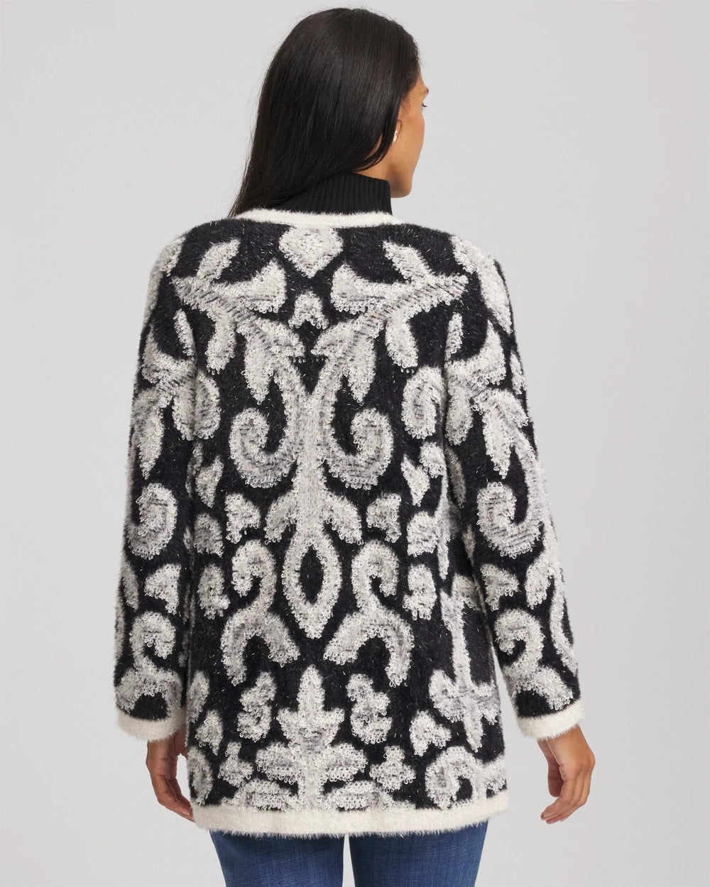 Chico's Abstract Fuzzy Cardigan