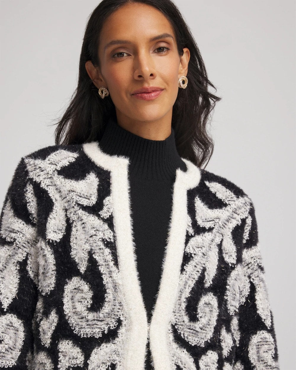 Chico's Abstract Fuzzy Cardigan