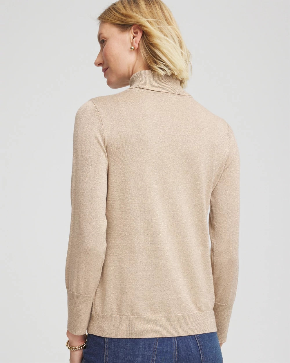 Chico's Metallic Turtleneck Pullover Sweater