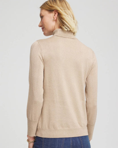Chico's Metallic Turtleneck Pullover Sweater