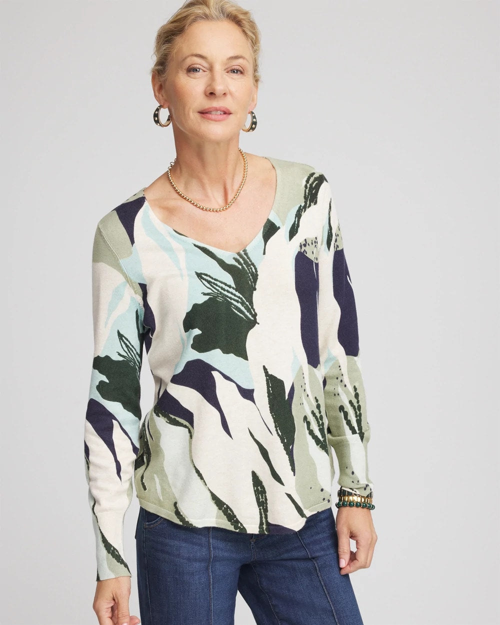 Chico's Ella La Fleur Pullover Sweater