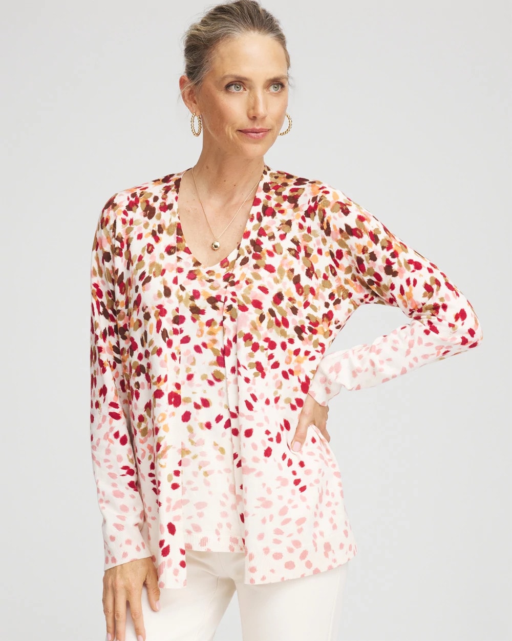 Chico's Ombré Printed V-Neck Cardigan