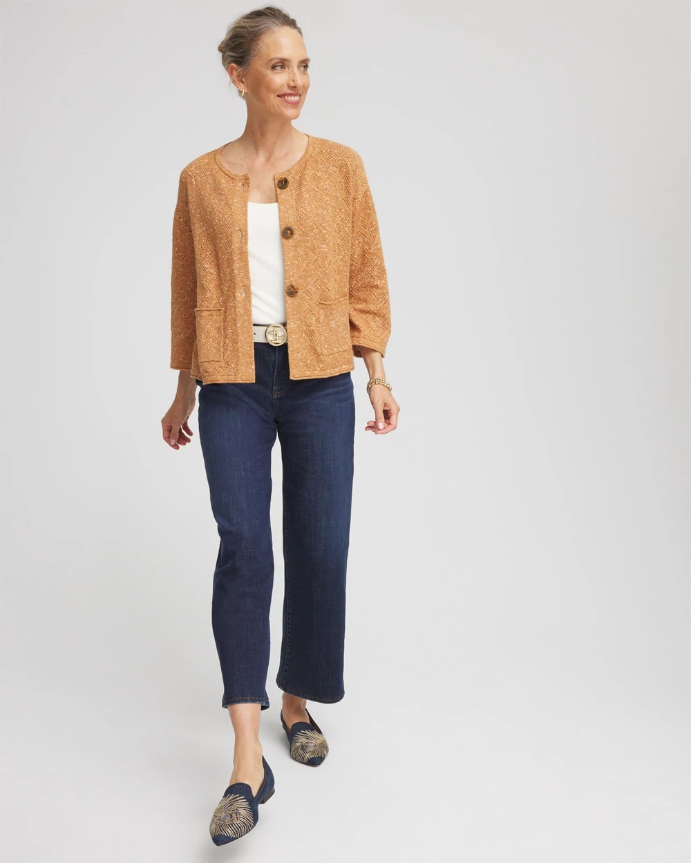 Chico's Tweed Cropped Sweater
