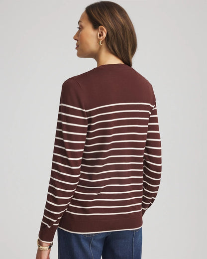 Chico's Ella Striped Long-Sleeve Cardigan