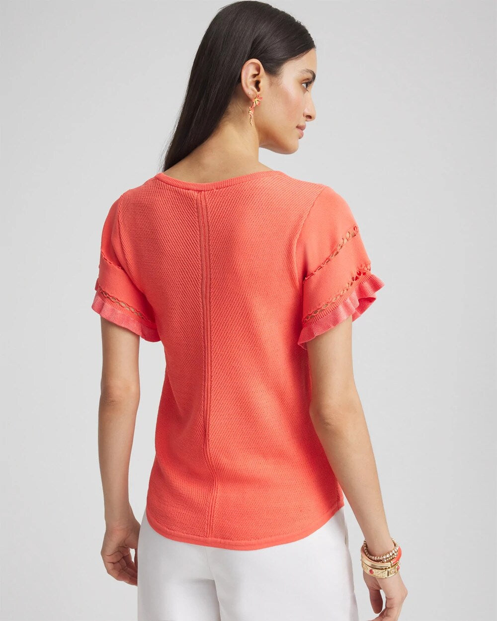 Chico's Cutout Short-Sleeved Pullover Sweater