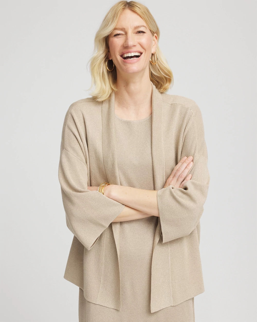 Chico's Travelers™ Collection Metallic Knit Cardigan