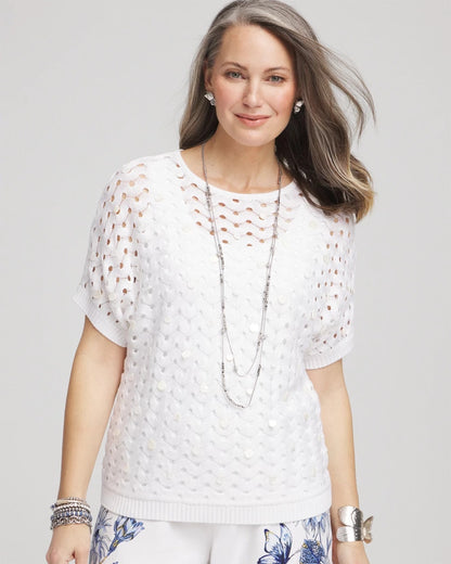 Chico's Dolman Pointelle Sweater