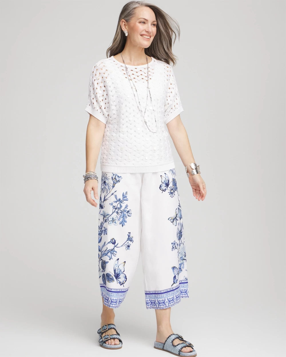 Chico's Dolman Pointelle Sweater