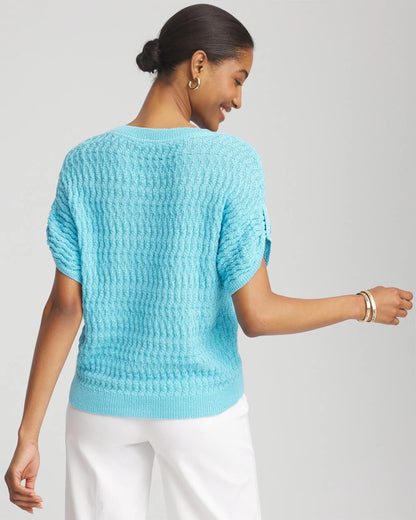 Chico's Sequin V-Neck Pullover Sweater