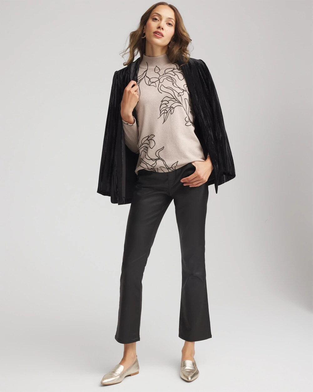 Chico's Ella Mockneck Printed Sweater