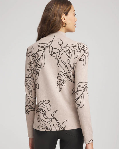 Chico's Ella Mockneck Printed Sweater