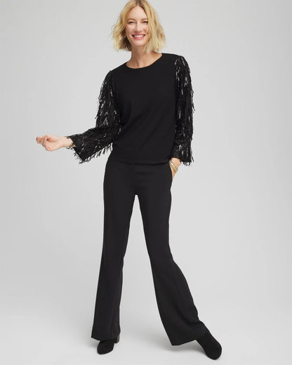 Chico's Fringe Sequins Pullover Sweater